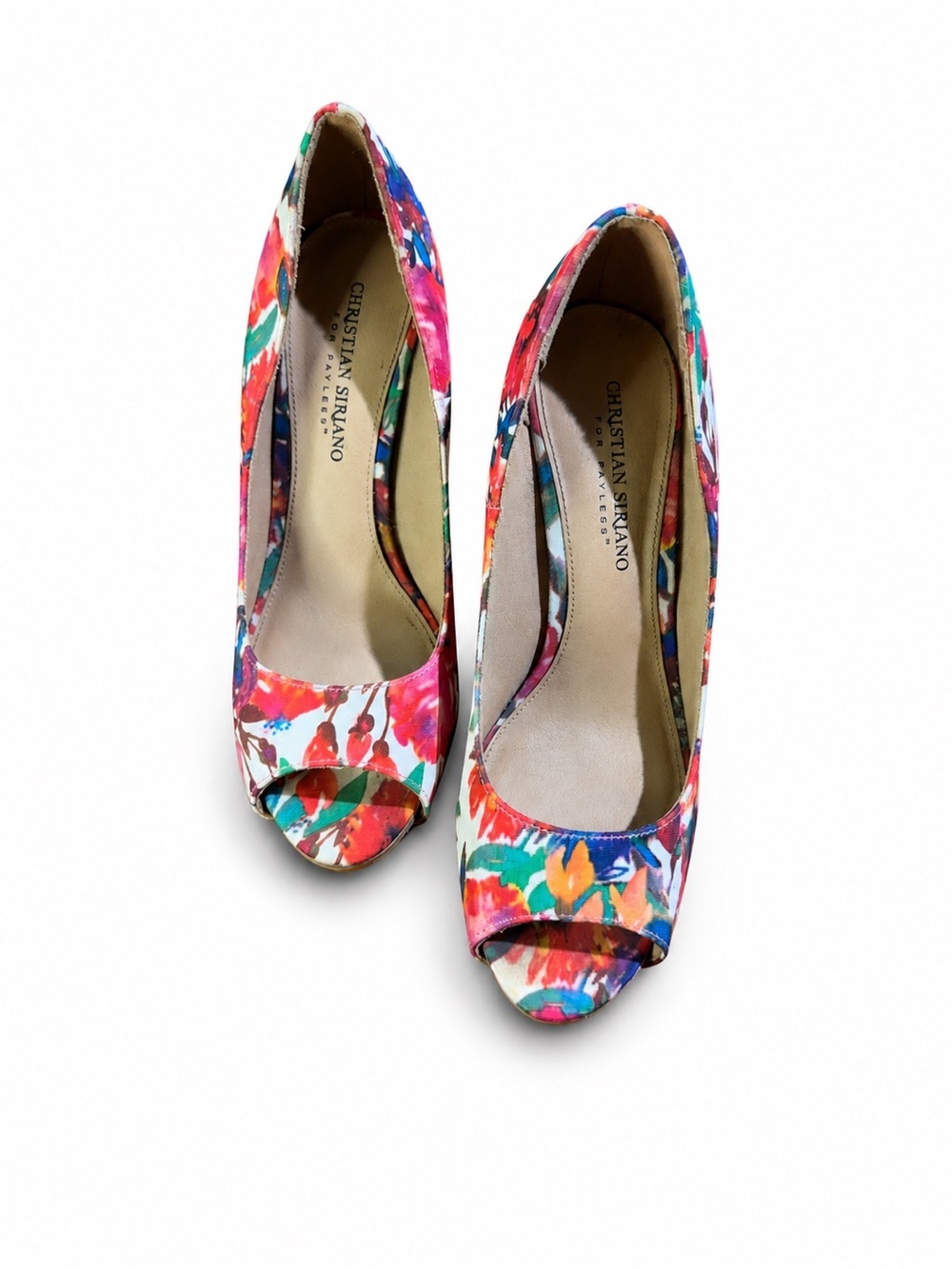 Christian Siriano Multicolor Floral Peep-Toe Heels